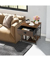Gymax 2PCS 2-tier Nightstand Bedside End Sofa Coffee Table Bedroom Living Room