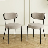 Boucle modern kitchen dining chair Bentwood covered with ash veneer Chair back, metal with black powder coated leg chair, Kitchen Dining Room and livi