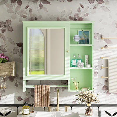 Simplie Fun Wall Mounted Bathroom Storage Cabinet, Medicine Cabinets with large mirror door