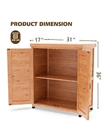 Potting Bench with Storage Cabinet and Metal Table Top for Outdoor Patio, Outdoor Work Station Table