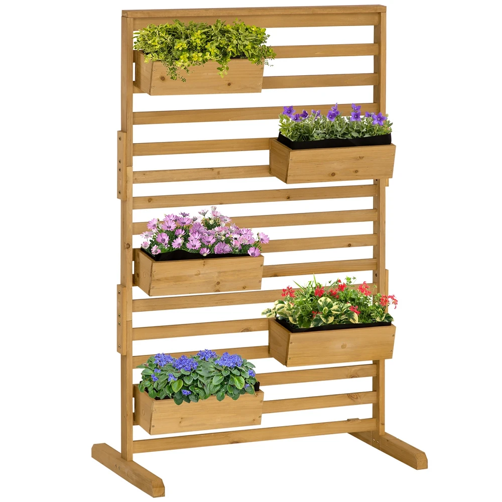 Streamdale Furniture Wooden Plant Trellis Stand with 5 Hanging Planter Boxes, Freestanding Outdoor Plant Stand for Patio, Garden, Balcony, Porch