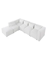 Cozy Modular Sofa: Versatile Chenille Upholstery, Ottoman Included