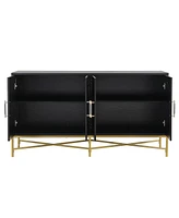 Streamdale Furniture Distinctive Features of Four-Door Sideboard with Metal and Cross-Leg Design, Suitable for Living Rooms, Entrance and Study