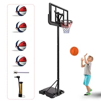 Streamdale Furniture Basketball Hoop Basketball System 4.76-10ft Height Adjustable with 4 Basketball, Net Pocket, Inflator Set