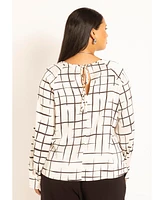 Eloquii Plus Raglan Sleeve Printed Blouse