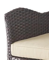 Modern Outdoor Multi-Brown Wicker Swivel Barstool With Tapered Legs, 1-Piece