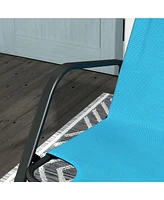 Simplie Fun Garden Rocking Chair, Outdoor Indoor Sling Fabric Rocker for Patio, Balcony, Porch, Light Blue