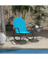 Streamdale Furniture Garden Rocking Chair, Outdoor Indoor Sling Fabric Rocker for Patio, Balcony, Porch, Light Blue