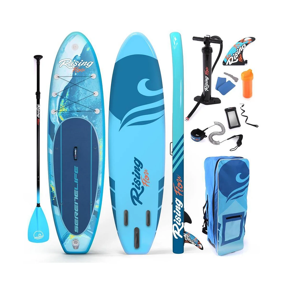 SereneLife Rising Flow Stand-Up Paddle-Board (Sup) with Waterproof Mobile Phone Case, 10'6"