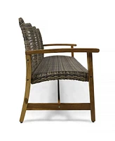 Hampton Wood + Wicker 3 Seater