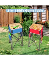 2 Pieces Folding Camping Tables with Large Capacity Storage Sink for Picnic