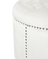 Luxurious Velvet Ottoman with Studded Rim for Comfort and Style