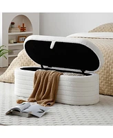 Modern End of Bed Bench with Storage Upholstered Sherpa Fabric Large Storage Bench Ottoman Shoe Stool Long Bench Window Sitting Toy Storage Bench for