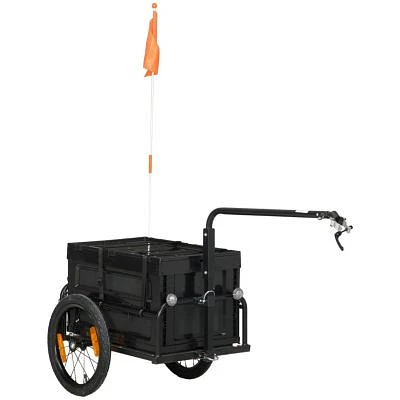 Streamdale Furniture Bike Cargo Trailer Bicycle Trailer Wagon Cart With Removable Storage Box Quick Release 16 Wheels Safe Reflectors No Bottom