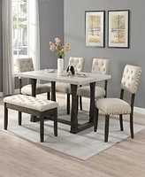 Slickblue Modern Tufted Back Upholstered Fabric Dining Chair Set of 2, Nailhead Trim Chairs, Beige