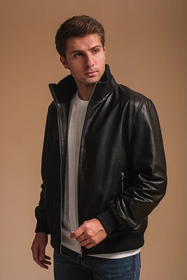 Furniq Uk Men's Leather Jacket, Black, Created for Macy's