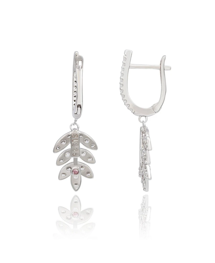 Suzy Levian New York Suzy Levian Sterling Silver White Cubic Zirconia Feather Dangle Earrings