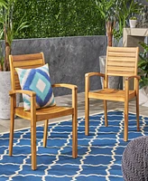Miguel Coastal Acacia Wood Stackable Dining Chairs (Set Of 2)
