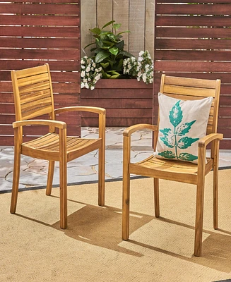 Simplie Fun Miguel Coastal Acacia Wood Stackable Dining Chairs (Set Of 2)