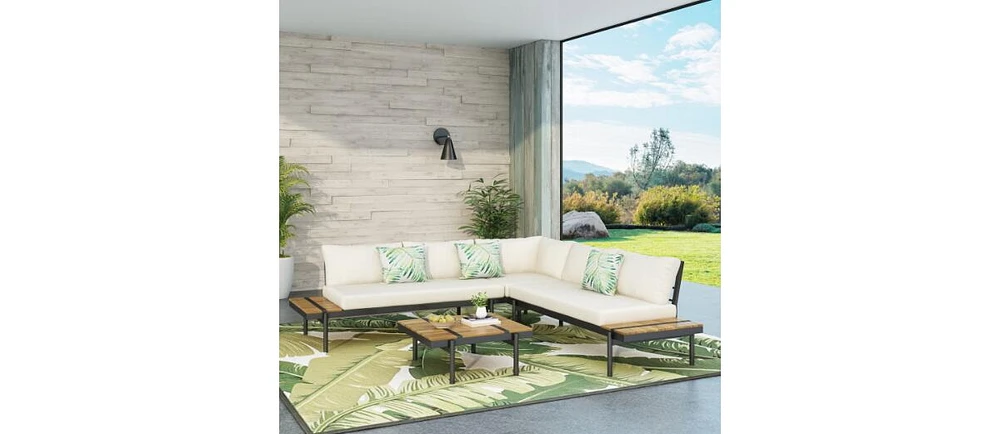 Simplie Fun Theo 5-Seater Sectional Sofa Set: Comfort, Style, And Durability For Outdoor Living