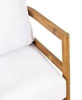 Streamdale Furniture Outdoor Acacia Wood Patio Club Chair, Wood Patio Furniture, Waterproof Thick Cushion Deep Seating For Porch, Garden, Backyard, Ba