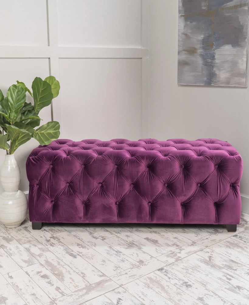 Simplie Fun Ottomanmodern Glam: Velvet Button-Tufted Ottoman For Seating, Bench, Or Decor