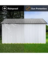 Simplie Fun Metal garden sheds 10ftx12ft outdoor storage sheds white+grey with window