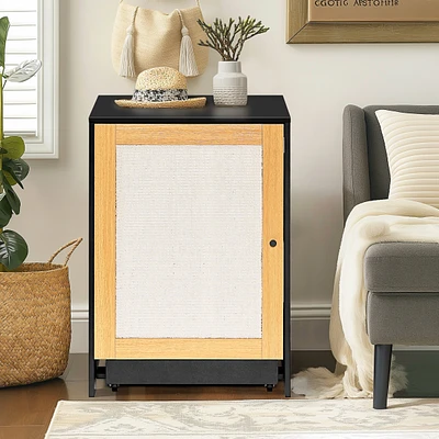 Cat Litter Box Enclosure, Hidden Cat Washroom, Kitty End Table, Litter cabinet with sisal door, Black