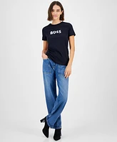 Boss by Hugo Women's Contrast Logo Regular-Fit T-Shirt