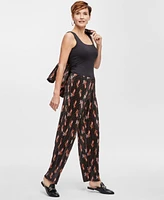 Jm Collection Petite Pleated Paisley-Print Pull-On Pants, Exclusively at Macy's