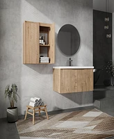 36" Wall-Mounted Bathroom Vanity With Sink and Side Cabinet, Soft Close Doors