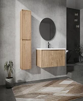 36" Wall-Mounted Bathroom Vanity With Sink and Side Cabinet, Soft Close Doors