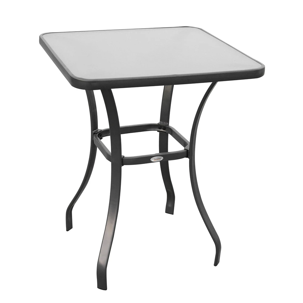 Streamdale Furniture 27" Square Bistro Table Garden Dining Table Outdoor Tempered Glass Table