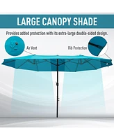 Streamdale Furniture Extra Large 15ft Patio Umbrella, Double-Sided Outdoor Umbrella with Crank Handle and Air Vents for Backyard, Deck, Pool, Market,