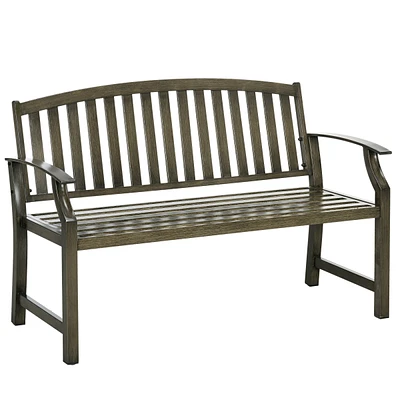 Streamdale Furniture 46" Outdoor Garden Bench, Metal Bench, Wood Look Slatted Frame Furniture for Patio, Park, Porch, Lawn, Yard, Deck, Black