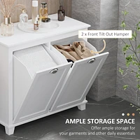 Tilt-Out Laundry Sorter Bathroom Cabinet, White