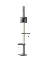 85.5" Cat Tree Height Adjustable Floor-to-Ceiling 4-Tier Kitty Climbing Activity Center Condo Cat Toy with Scratching Post Hanging Balls Play Res
