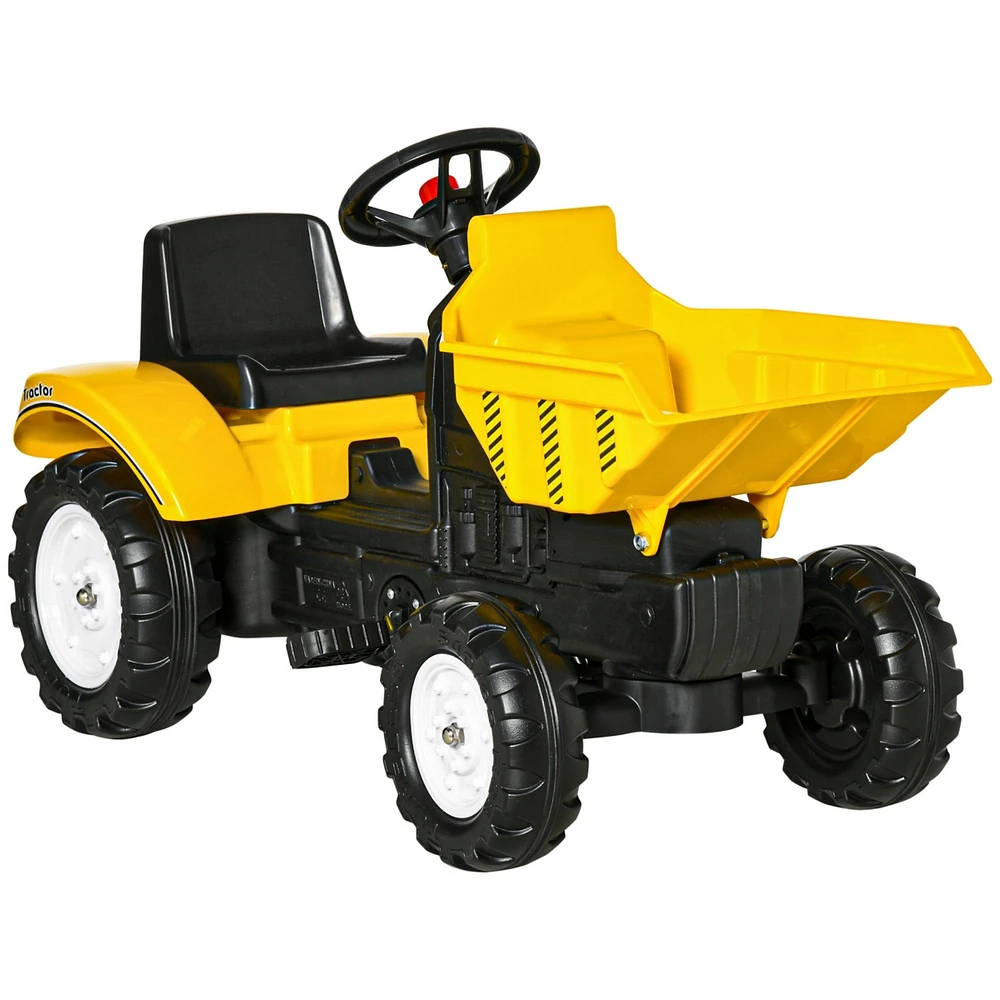 Streamdale Furniture Ride On Excavator with Manual Control Bucket, No Power Ride on Tractor Pedal Car Pretend Play with Forward Backward, for Aged 3