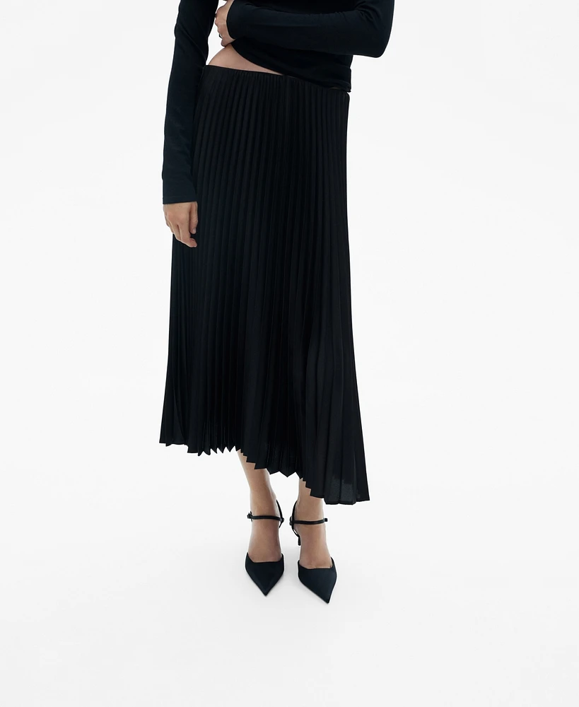 Mango Women's Pleated Long Skirt