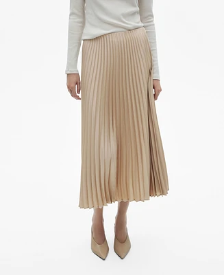 Mango Women's Pleated Long Skirt