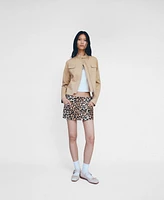 Mango Women's Leopard-Print Denim Mini-Skirt