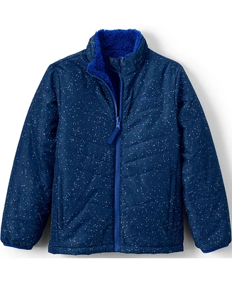 Lands' End Girls Reversible Fleece Puffer Jacket