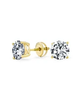 Bling Jewelry Cubic Zirconia Stud Earrings Screwback Gold Plated Sterling Silver - Gold