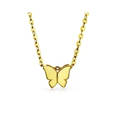 Bling Jewelry Petite Tiny 14K Yellow Gold Station Garden Butterfly Pendant Station Necklace