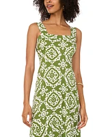 Vince Camuto Women's Printed Smocked-Back Tiered Maxi Dress