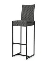 Simplie Fun Elegant Outdoor Wicker Barstools With Durable Iron Frame