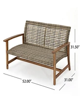 Hampton Wood + Wicker Loveseat
