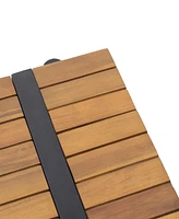 Theo Acacia Wood Corner Sofa And Coffee Table Set: Modern Elegance For Outdoor Living