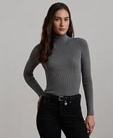 Lauren Ralph Metallic Ribbed Turtleneck Sweater