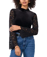 Vince Camuto Women's Velvet Mock-Neck Lace-Sleeve Top